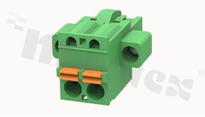 Listwa zaciskowa rozłączalna; w rastrze 5.08mm; 2-torowa; żeńska; na przewód 2.50mm2 (26-12AWG); kierunek wtykania równoległy do osi przewodów; z zaciskiem sprężynowym; z zaczepem śrubowym; styki z fosforobrązu; stalowa klatka; UL 300/10A TUV 320/20A