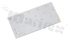 Podłoże MCPCB, przewodność cieplna 1.5W/(m*K), grubość: 2mm, Ilość warstw - 1, biała soldermaska, kolor legendy: bezbarwna, rozmiar: prostokąt 298x148mm, pokrycie padów: złoto; do diod MX, /20