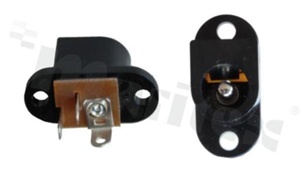 Gniazdo zasilające do PCB; męskie; kątowe; średnica kołka 2.0mm; średnica otworu 6.3mm; montaż: do panela