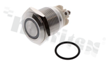 Push button switch; monostable; 16mm; screws terminals; stainless steel; ring red illumination; IP67