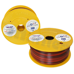 Single wire LGY/H05V-K; with copper multi-strand; red/black; cross section 0.35mm2; AWG 22; 500V; -40+105 deg.C; 200m.