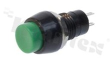 Przełącznik przyciskowy; 1-pozycyjny; 10mm; konektory; przycisk zielony; 3A/125V