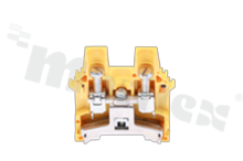 Installation terminal block with PEN function; 1-level; 2-contacts; for wire 1,5-16,0mm2; screw terminal; yellow; Din rail; 1000V