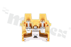 Złączka szynowa z funkcją PEN; 1-poziomowa; 2-zaciskowa na przewód 1,5-16,0mm2; zacisk śrubowy; żółto-zielona; na szyne DIN; 1000V