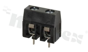 PCB terminal block; pitch 7.50mm; 2-ways; vertical; wire range 2.5mm2; with screws for a flat screwdriver; brass cage; black color; UL 250V/16A