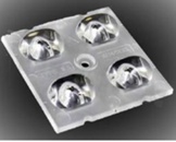 Soczewka do diod LED high power; kąt rozsyłu: asymetryczny ; ilość diod: 4; rozmiar: 50x50mm; wysokość: 8.30mm; rodzaj materiału: PMMA; sposób mocowania: klej; ramka