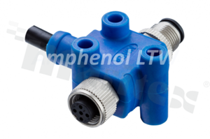 Trójnik NMEA2000 z kablem 2m, 2 porty( wejście męskie(5 styków), 1 wyjście żeńskie(5 styków każde), metalowy gwint, 4A, IP68, UL