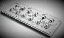 Lens for LED high power; angle: oval 150 x 68 degrees ; Number of LEDs: 12; Dimensions: 173x71.4mm; Height: 9.08mm; material: PMMA; Fastening: screw