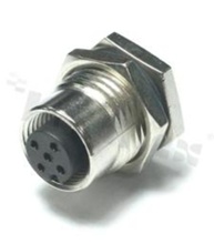 Gniazdo M12; kodowanie A; 5-stykowe; żeńskie; 4A; na panel; z nakrętką z przodu; pcb; IP68