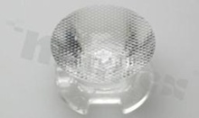 Lens for LED high power; angle: 10 to 13 degrees FWHM; Number of LEDs: 1; Dimensions: round 26mm; Height: 14.8mm; meterial: PMMA; Fastening: tape; pin