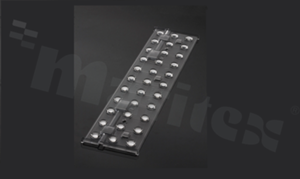 Lens for LED high power; angle: 76 to 86 degrees FWHM; Number of LEDs: 33; Dimensions: 285x64mm; Height: 8.1mm; meterial: PMMA; Fastening: screw