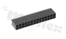 Listwa stykowa do PCB; w rastrze 2.54mm; 2x14 styków; montaż: THT; żeńska; prosta; dwurzędowe 