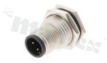 Gniazdo M12; kodowanie A; 4-stykowe; męskie; 4A; na panel; z nakrętką z przodu; lutowane; IP68