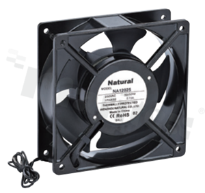 Wentylator; AC; łożysko ślizgowe; 76/95m3/h; 50/60Hz; 0.08A; 200-240V; 16W; 1800/2300RPM; 31/36dBA; 22 AWG; silnik indukcyjny z zacienionym biegunem; 1 faza; stop aluminum; -10+65 st.C; 314g; 120x120x25mm