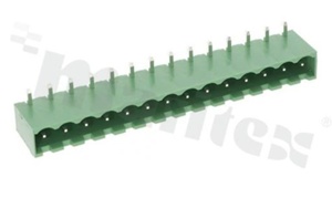 Listwa zaciskowa rozłączalna; w rastrze 5.08mm; 14-torowa; męska; kątowa; zabudowana; UL 300V/8A; TUV:250V/7A