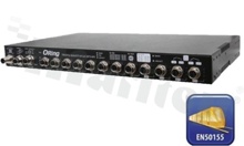 EN50155 12-port managed Gigabit PoE Ethernet switch with 8x10/100/1000Base-T(X) P.S.E. ports and 4x10/100/1000Base-T(X); 2x Bypass; M12 X-coded connector; operating temperature -40+75 deg.C; supply 72...110VDC; RACK