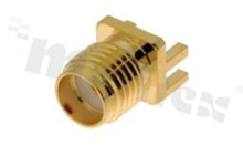 SMA female end launch type jack; straight; 50 Ohm; for PCB