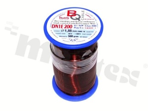 Insulated winding wire; with one layer of enamel insulation; diameter 1.55mm; SWG 16; -65+200 deg.C; 30m; 500g.