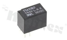 Electromagnetic relay; contact rating current 1A; coil voltage 5VDC; changeover contact (1C); coil power: 200mW; 1A/24VDC; 1A/120VAC