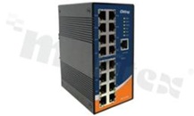 Switch przemysłowy zarządzalny; 16 portów 10/100Base-T(X) RJ45; temp. pracy: -40+70 st.C; zasilanie redundantne 12...48VDC; montaż na szynie DIN