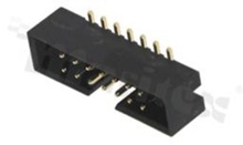 Full shrouded header for PCB; pitch 2.00mm; 14-contacts; SMD; male; top entry