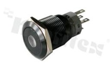 Przełącznik wandaloodporny; monostabilny; 16mm; terminale do lutowania; stal nierdzewna; podświetlenie punktowe czerwone; LED 6V; IP67
