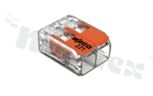 COMPACT installation connector; 2-track; for all types of cables; max. 6mm2; with levers; transparent