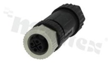 Wtyk M12; kodowanie S; 4-stykowy; żeński; 12A; prosty; na kabel; skręcany; IP67