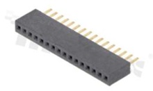 Pin Header; pitch 1.27mm; 1x16 pins; assembly: THT; female; straight; single row