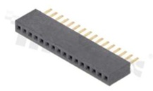 Listwa stykowa do PCB; w rastrze 1.27mm; 1x16 styków; montaż: THT; żeńska; prosta; jednorzędowe