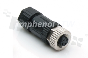Wtyk M12; kodowanie A; 3-stykowy; żeński; 4A; prosty; na kabel; skręcany; IP67