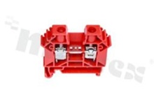 Installation terminal block; 1-level; 2-contacts; for wire 0,5-10,0mm2; screw terminal; red; Din rail; 1000V/57A