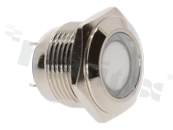 Lampka sygnalizacyjna; 16mm; terminale do lutowania; stal nierdzewna; podświetlenie białe; LED 12V