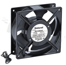 Fan; AC; ball bearing; 138/162m3/h; 50/60Hz; 0.22/0.18A; 100-125V; 21/18W; 2600/3000RPM; 43/48dBA; 22 AWG; shaded pole induction motor; 1 phase; aluminum alloy; -10+65 deg.C; 480g; 120x120x38mm
