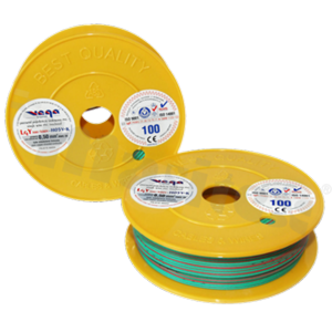Single wire LGY/H05V-K; with copper multi-strand; green/red; cross section 0.50mm2; AWG 20; 500V; -40+105 deg.C; 100m.