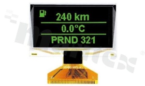 Wyświetlacz LGM OLED; LCD graficzny; 2.4";128x64 piksele; kolor świecenia zielony; obszar aktywny 55.01x27.49mm; FPC do złącza ZIF; 31 pinów