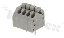 Listwa zaciskowa do PCB; w rastrze 3.50mm; 4-torowa; skośne wejście przewodu; na przewód 0.20-1.00mm2 (28-18AWG); ze stykiem sprężynowym; czarna; UL 300V/10A, TUV 250V/10.5A