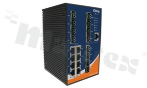 Industrial 20-port managed Gigabit Ethernet switch with 8x10/100/1000Base-T(X) ports and 12x100/1000Base-X; SFP socket