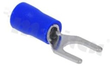 Konektor widełkowy; krótki; otwór 5.3mm; na kabel 1.5-2.5mm; Imax = 27A; izolacja niebieska