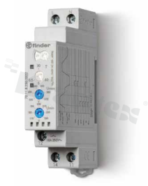 Electronic voltage monitoring relay for single-phase applications (220-240VAC); 1 changeover contact 10A SPDT; coil voltage 230VAC; coil power 2.6VA; 10A/250VAC; mounting: screw terminals, DIN-Rail 