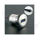 USB3.1 socket; female; mounting hole 22mm; USB3.1 male plug connection; cable length 60cm; silver; aluminum alloy.
