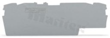 End/internal wall for 2002 series through terminal blocks; 1.0mm thick; grey; snap-on mounting