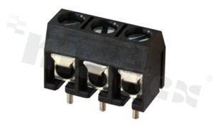 PCB terminal block; pitch 5.00mm; 3-ways; vertical; wire range 1.5mm2 (AWG 22-14); with screws for a flat screwdriver; brass cage; black color; UL 300V/12A