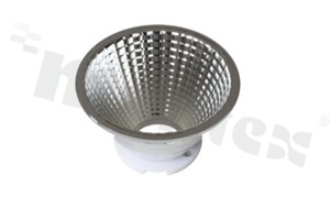 Reflector for LED COB; angle: 38 degrees ; Number of LEDs: 1; Dimensions: round 69mm; Height: 38mm; material: aluminium; Fastening: socket