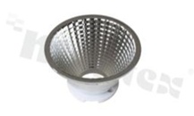 Reflektor do diod LED COB; kąt rozsyłu: 30 stopni FWHM; ilość diod: 1; rozmiar: okrąg 69mm; wysokość: 38mm; rodzaj materiału: aluminium; sposób mocowania: gniazdo