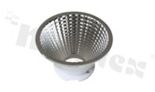 Reflector for LED COB; angle: 30 degrees ; Number of LEDs: 1; Dimensions: round 69mm; Height: 38mm; material: aluminium; Fastening: socket