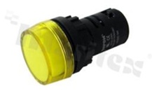 Lampka sygnalizacyjna; 22mm; zacisk śrubowy; plastik; podświetlenie pełne żółte LED 12V; IP40.