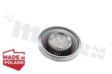 LED QR111 lamp, 15W, Comfort White, 2700K, 30°, CRI>80, silver housing and white socket, RoHS, 551602