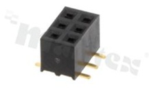 Listwa stykowa do PCB; w rastrze 2.00mm; 2x3 styków; montaż: SMD; żeńska; prosta; dwurzędowe; H=4.3mm