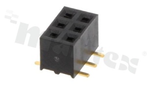 Listwa stykowa do PCB; w rastrze 2.00mm; 2x3 styków; montaż: SMD; żeńska; prosta; dwurzędowe; H=4.3mm